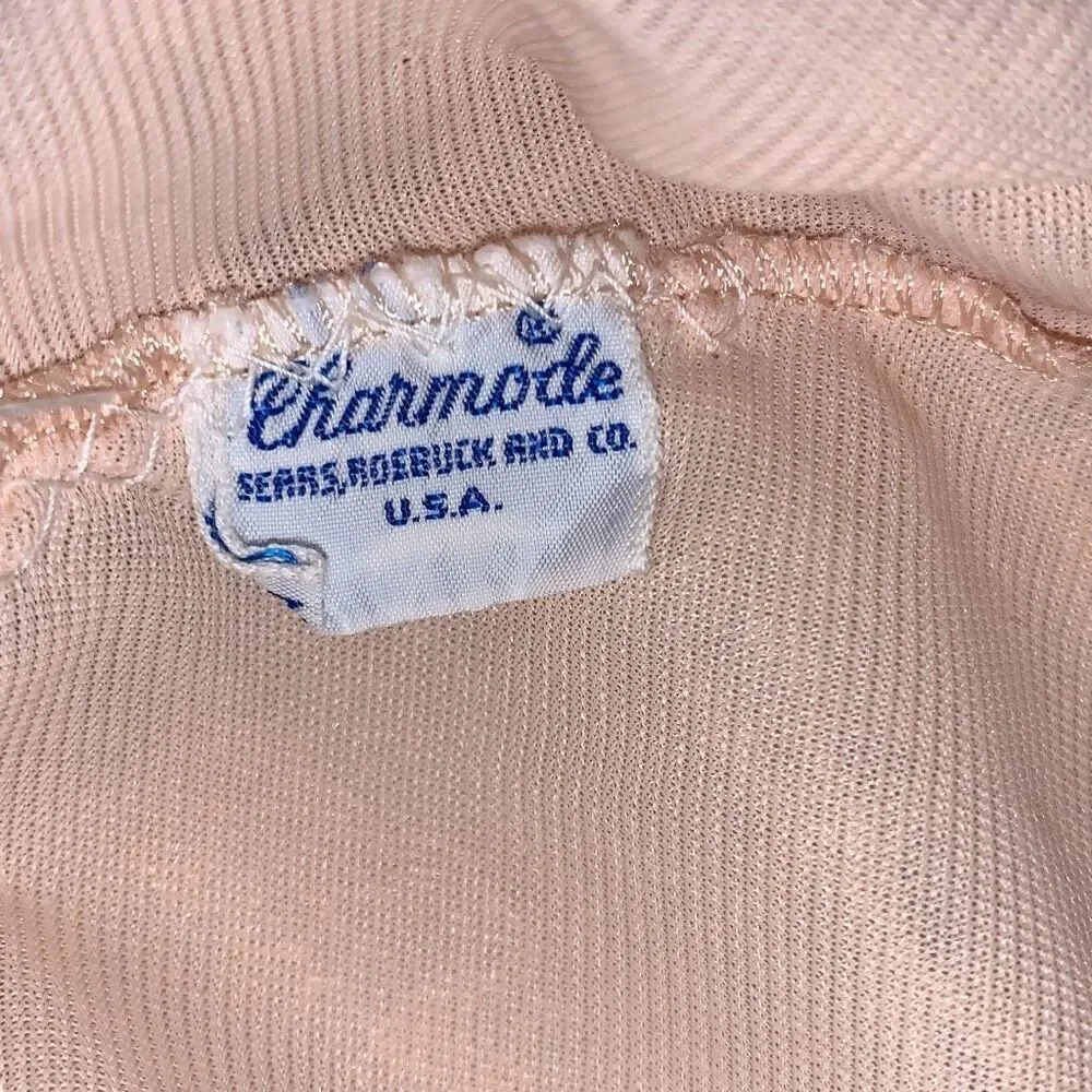 Vintage 1950s Charmode Nude Pink Lace Half‎ Slip Pillow Tab Nylon Medium - Picture 12 of 14